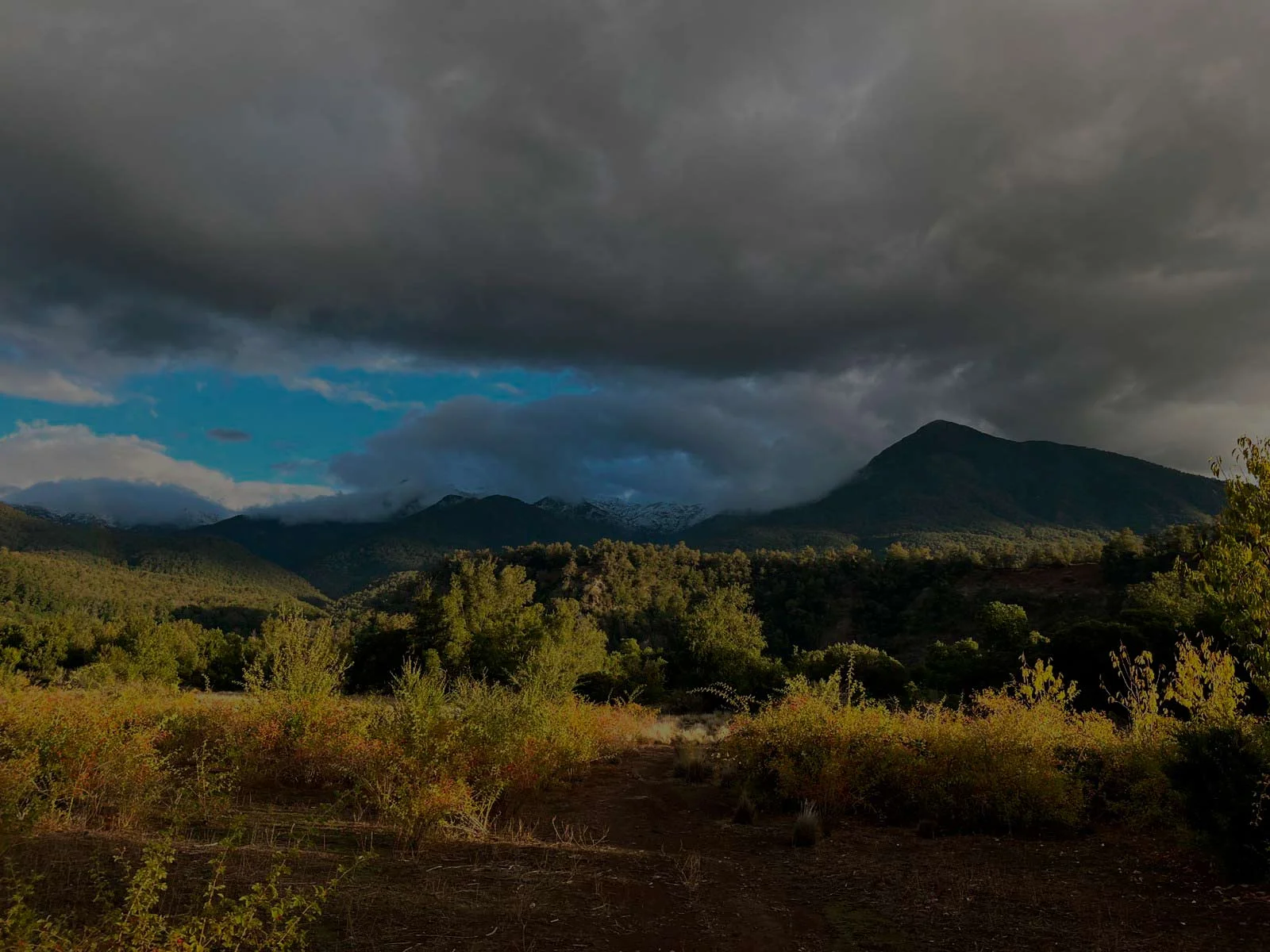 Vista panorámica del paisaje y una porción del río Ñuble en San Fabián de Alico.